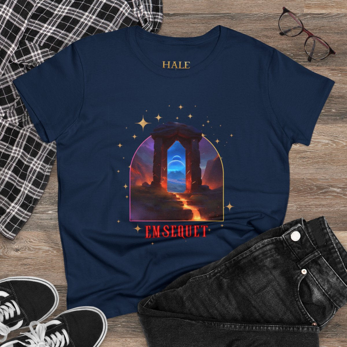 Emsequet - Graphic Cotton Tee-HALE