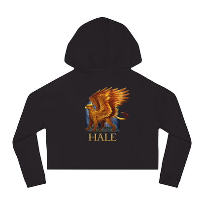 Juniors' Cropped Hooded Graphic Griffin Sweatshirt-HALE