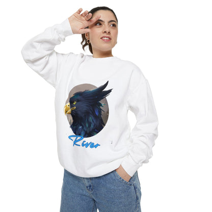 River Graphic Juniors' Garment-Dyed Sweatshirt-HALE