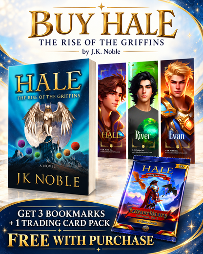 HALE Griffin Bundle Set is on sale for a limited time only, ending on November 8th. This bundle includes a fantasy novel, trading cards, and three Griffin Hero lenticular bookmarks.