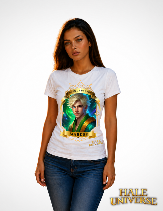 Marcus, Power of Prophecy - Graphic Cotton T-Shirt- White- Unisex