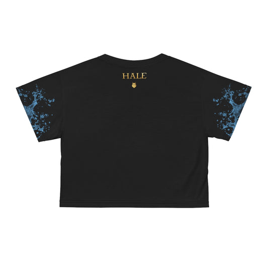 Juniors'  Graphic Siren Crop Top Short Sleeve T- Shirt  - Black-HALE