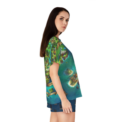 Extraordinary Division Map - women's short pajama set