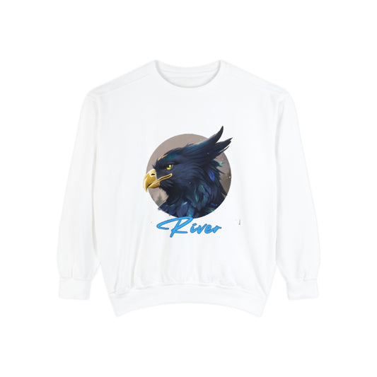 River Graphic Juniors' Garment-Dyed Sweatshirt-HALE