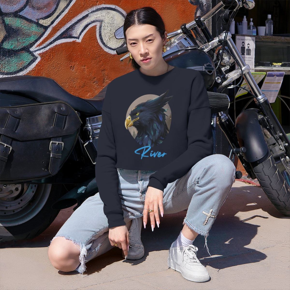 River - Graphic Cropped Sweatshirt-HALE