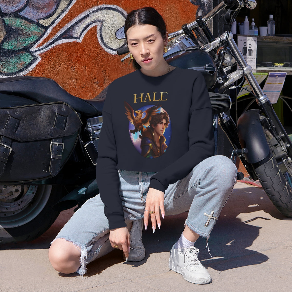 Hale - Graphic Juniors Cropped Sweatshirt-HALE
